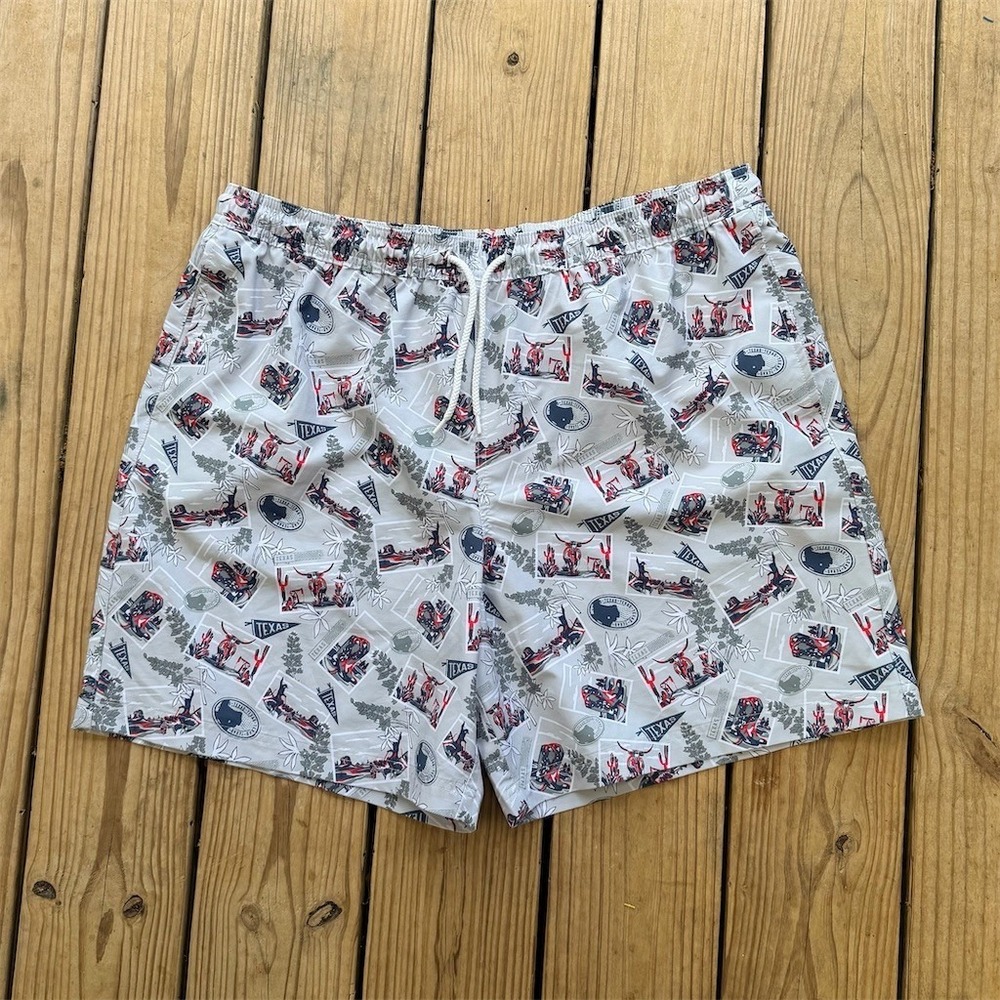 Magellan‎ Outdoors Men's Board Shorts Swim Trunks Gray Texas Print XL Lined